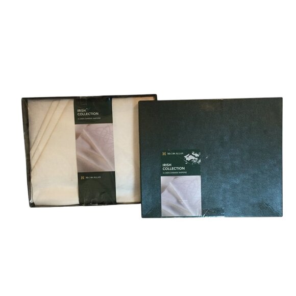 McCaw Allan Irish Collection 4 Linen Damask Napkins 18"x18" White - Picture 2 of 10